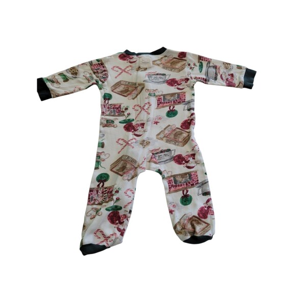 Burts Bees Baby Organic Cotton Pajama Sleeper 6-9 Months Christmas Mouse - Picture 2 of 7